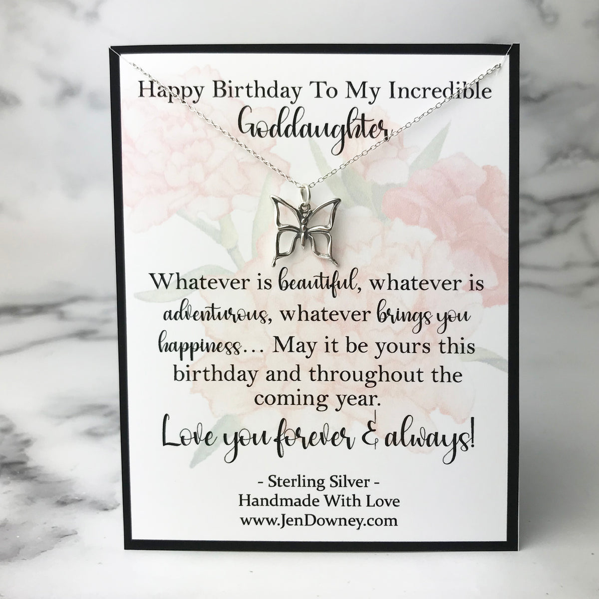 Birthday Gift For Goddaughter Sterling Silver Butterfly Necklace – Jen Downey